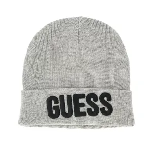 Шапка с бродиран надпис в сиво Guess