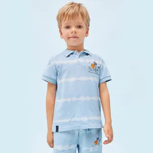 Поло тениска с къс ръкав tie dye за момче в небесно синьо Майорал      