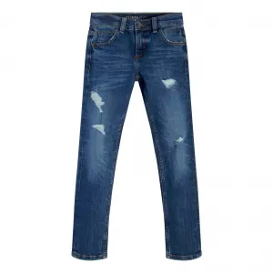 Дънков панталон за момче с кръпки skinny fit Guess