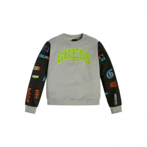 Спортна блуза в сиво с цветни ръкави за момче Guess.