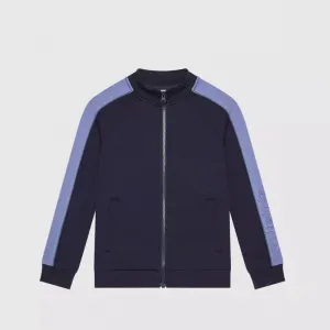 Спортен суичър за момче в тъмно синьо с контрастни ивици Guess