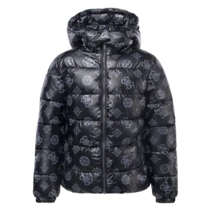 Яке за момиче в черно покрито с лога Guess