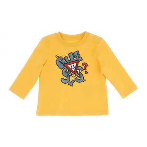 Тениска с дълъг ръкав в жълто за бебе момче Guess