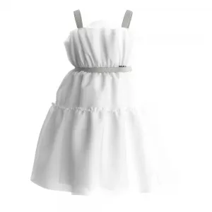 Официална разкроена рокля в бяло със сребристи презрамки Guess