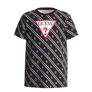 Цветна тениска с къс ръкав за момче с контрастни ленти Guess