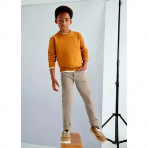 Панталон 5 джоба slim fit basic за момче в цвят орех Майорал