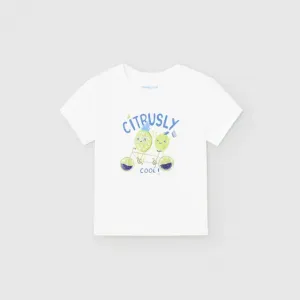 Тениска къс ръкав play тандем citrusly в бяло за бебе момче Mayoral