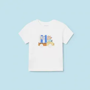 Тениска play dog happy ice cream в цвят сметана за бебе момче Mayoral