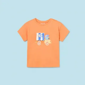 Тениска play dog happy ice cream в цвят мандарина за бебе момче Mayoral 