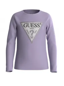Лилава блуза с дълъг ръкав за момиче с триъгълно лого Guess