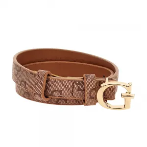 Колан за мини момиче в кафяво Guess със златиста тока G