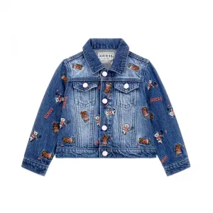 Деним яке памук за мини момиче с мечета и надписи Guess