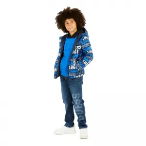 Деним панталон за момче Stretch Oversize с голям надпис Guess
