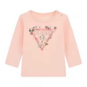 Розова блуза за бебе момиче с цветя и животни Guess