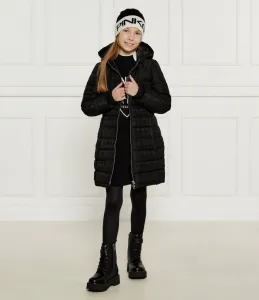 Дълго зимно яке в черно за момиче с ластици на ръкавите и качулка Guess
