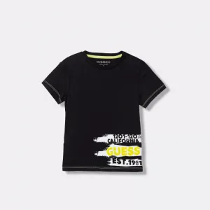 Черна тениска за мини момче Guess