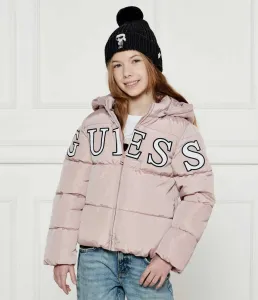Зимно яке за мини момиче в розов цвят с голям надпис Guess