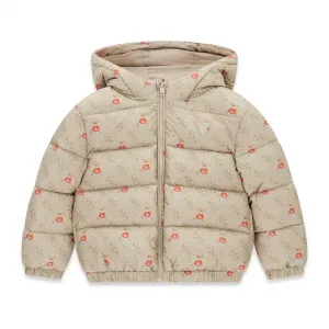 Детско Oversize  бежово зимно яке с монограм и мечета Guess Bear