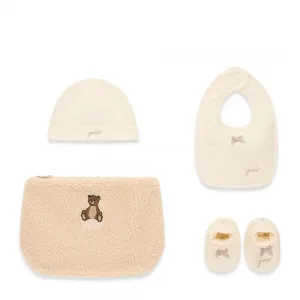 Бебешки кремав подаръчен комплект аксесоари от 4 части Guess Bear