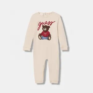 Бежов гащеризон за новородено бебе с голямо цветно мече Guess