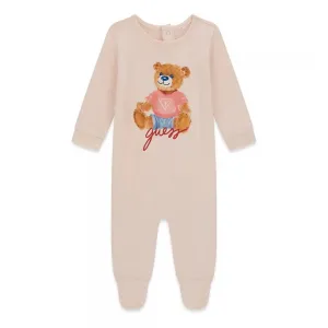 Бебешки памучен гащеризон Guess Bear – Сладък розов нюанс