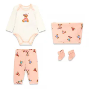 Бебешки памучен комплект от 4 части Guess Eco Bear – Сладък пастелнорозов нюанс