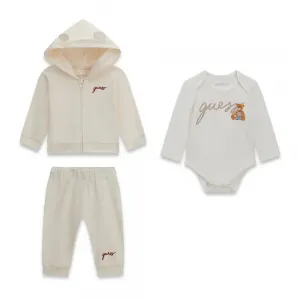 Бебешки памучен комплект от 3 части Guess Bear – Класическо екрю
