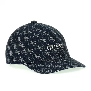 Тъмно синя шапка с козирка за момче с бели лога и надпис Guess