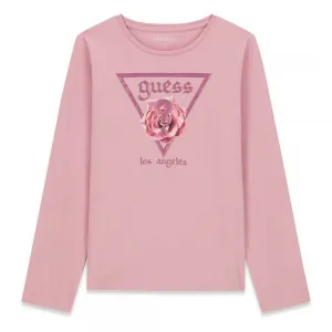 Елегантна детска блуза Guess с дълъг ръкав и красив флорален акцент