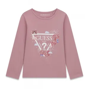 Детска блуза Guess с дълъг ръкав и флорално лого