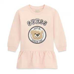Момичешка рокля-туника Guess Bear – Свеж прасковен нюанс