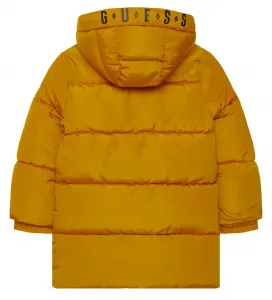 Дълго детско зимно яке парка GUESS с качулка и лого