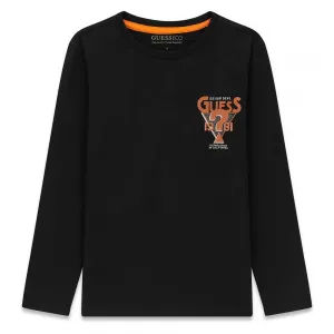 Детска блуза GUESS с дълъг ръкав и оранжево лого
