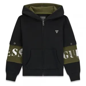 Детски памучен суитшърт GUESS с цип и качулка в два цвята 