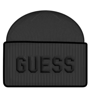 Детска плетена шапка Guess Maxi Logo – черна 