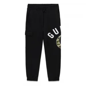 Спортен панталон в черно за момче с голям надпис Guess