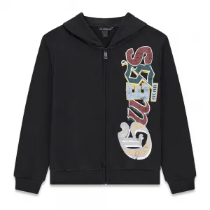 Суичър в черно за момче с голям цветен надпис Guess