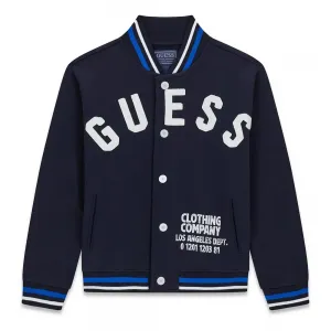 Детски суичър Guess за момче тип бейзболно яке в тъмносин цвят
