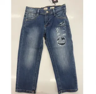 Детски дънки за момче GUESS с широки крачоли и букви
