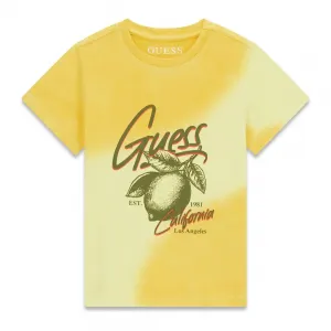 Тениска в жълт цвят за мини момче с щампа лимон Guess