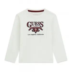 Детска блуза с дълъг ръкав Guess Authentic – Бяла с винтидж логo
