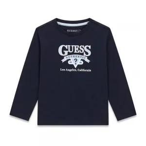 Детска блуза с дълъг ръкав Guess Authentic – Тъмносиня с винтидж лого