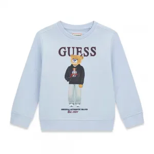 Спортна блуза в светлосин цвят за мини момче с цветно мече Guess