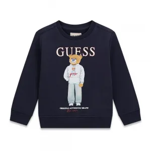 Спортна блуза в тъмносин цвят за мини момче с цветно мече Guess