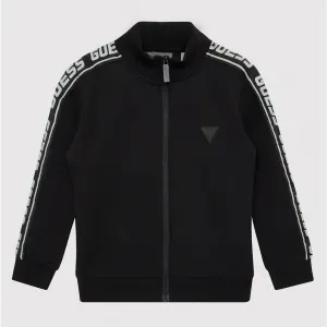 Едноцветен суичър за момче в черно Guess